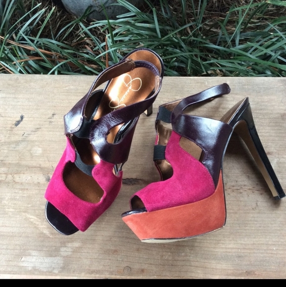 Jessica Simpson Shoes - Jessica Simpson color block suede heels